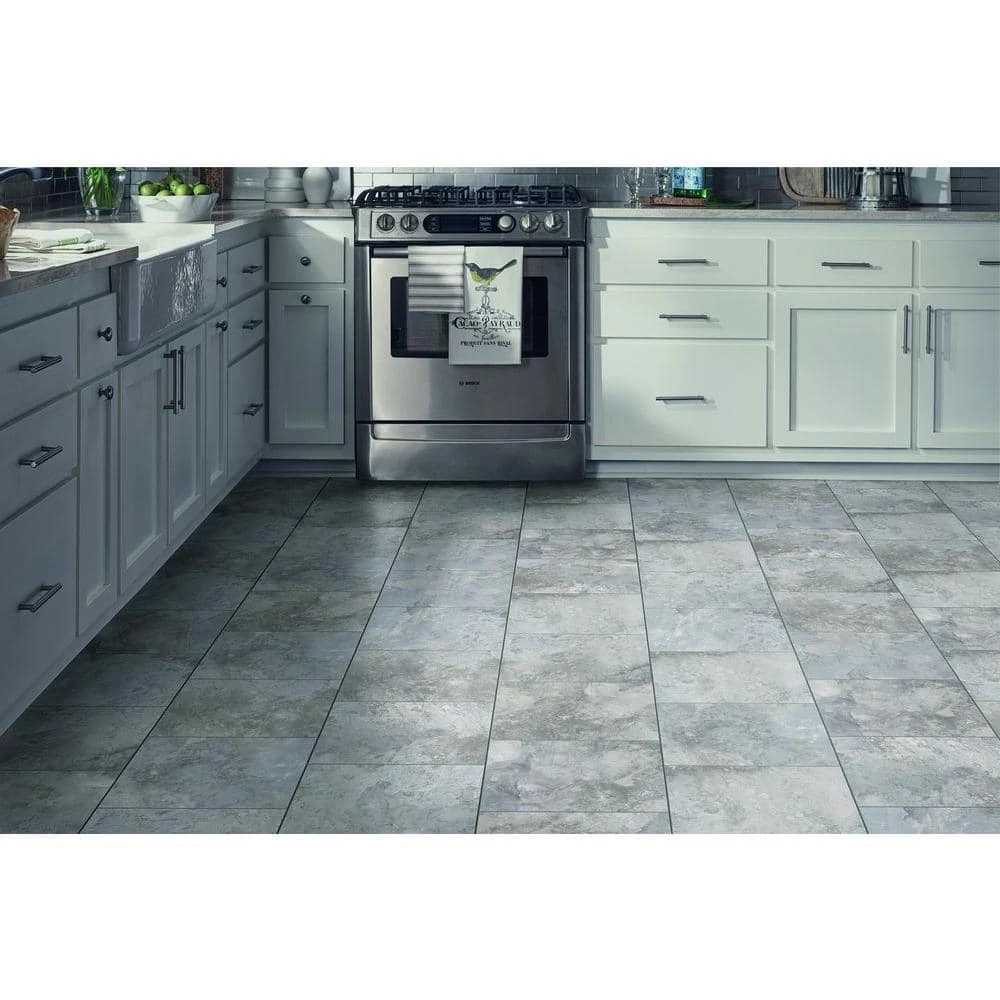 Ash Blended Slate 12 in. x 12 in. Peel and Stick Vinyl Tile (30 sq. ft. / case) by TrafficMaster 4 Ash Blended Slate 12 in. x 12 in. Peel and Stick Vinyl Tile (30 sq. ft. / case) by TrafficMaster - Image 2