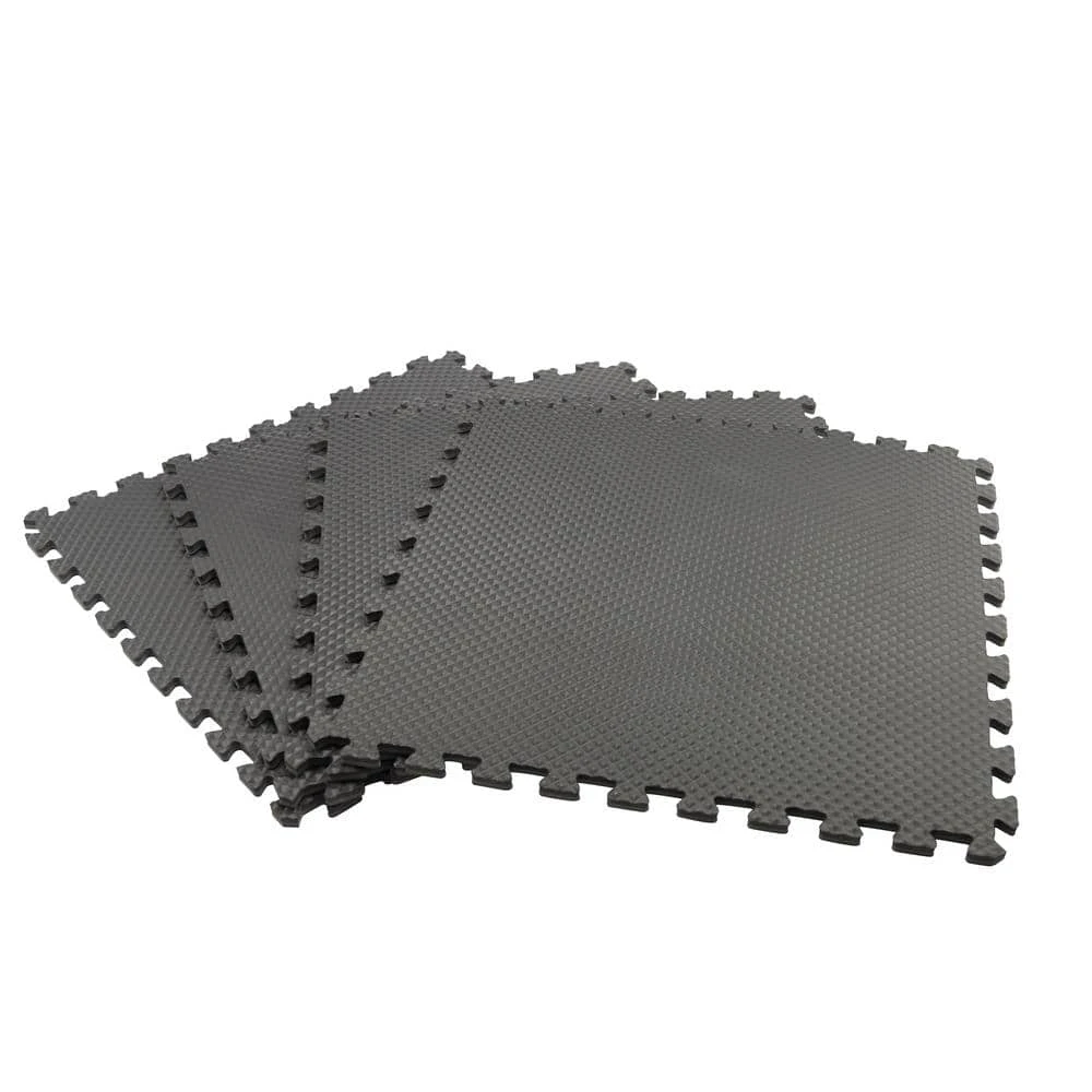 Black/Gray 24 in. x 24 in. x 0.47 in. Foam Dual Sided Gym Floor Tiles (4 Tiles/Pack (16 sq. ft.) by TrafficMaster 2 Black/Gray 24 in. x 24 in. x 0.47 in. Foam Dual Sided Gym Floor Tiles (4 Tiles/Pack (16 sq. ft.) by TrafficMaster