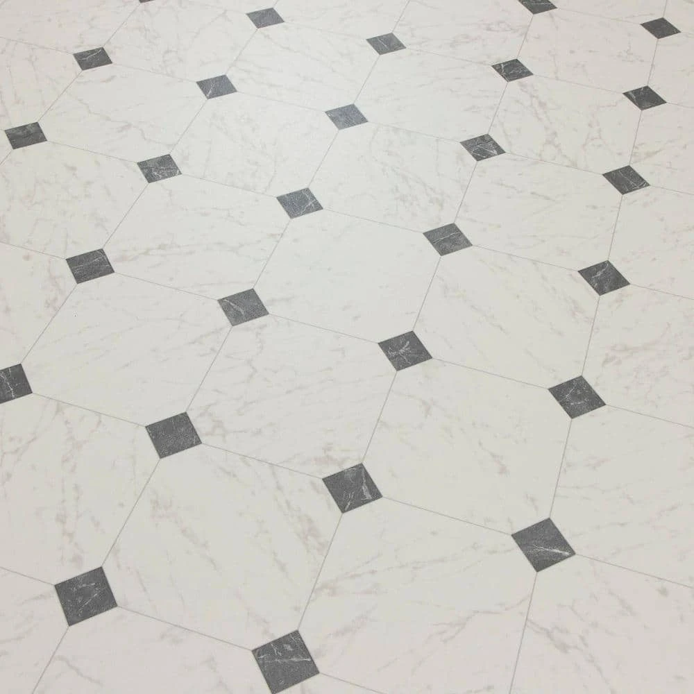 Black and White Marble Paver Residential Vinyl Sheet Flooring 12ft. Wide x Cut to Length by TrafficMaster 11 Black and White Marble Paver Residential Vinyl Sheet Flooring 12ft. Wide x Cut to Length by TrafficMaster - Image 9