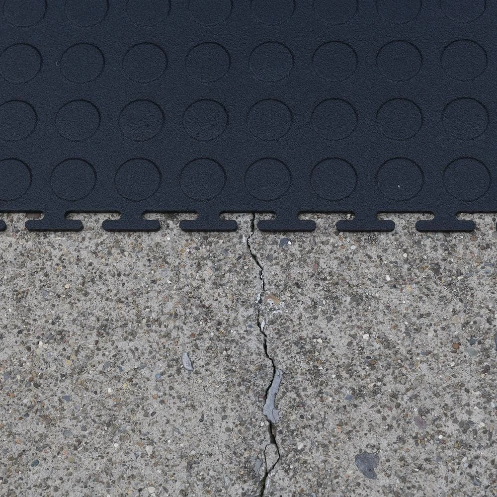 Black Raised Coin 18 in. x 18 in. x 3.1 mm Rubber Interlocking Modular Flooring Tiles, 6-Pack (13.5 sq. ft.) by TrafficMaster 5 Black Raised Coin 18 in. x 18 in. x 3.1 mm Rubber Interlocking Modular Flooring Tiles, 6-Pack (13.5 sq. ft.) by TrafficMaster - Image 3
