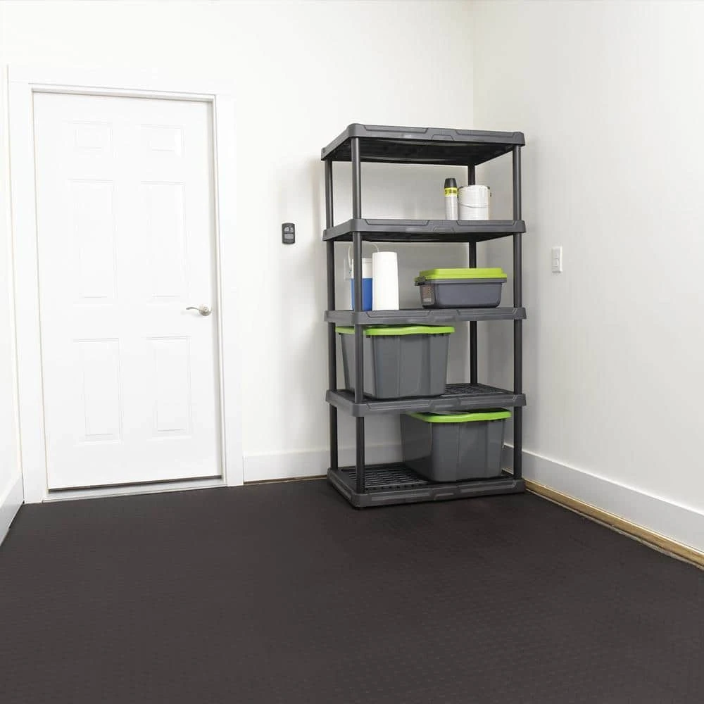 Black Raised Coin 18 in. x 18 in. x 3.1 mm Rubber Interlocking Modular Flooring Tiles, 6-Pack (13.5 sq. ft.) by TrafficMaster 8 Black Raised Coin 18 in. x 18 in. x 3.1 mm Rubber Interlocking Modular Flooring Tiles, 6-Pack (13.5 sq. ft.) by TrafficMaster - Image 6