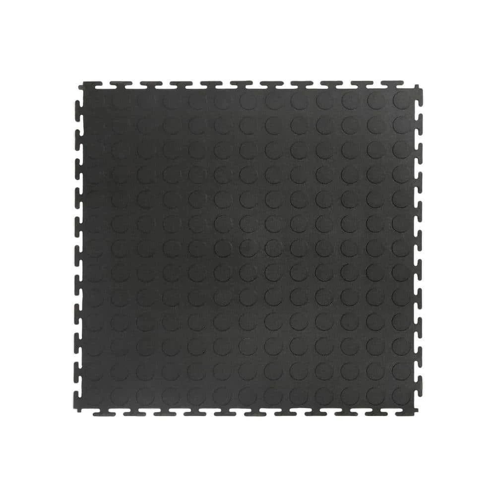 Black Raised Coin 18 in. x 18 in. x 3.1 mm Rubber Interlocking Modular Flooring Tiles, 6-Pack (13.5 sq. ft.) by TrafficMaster 3 Black Raised Coin 18 in. x 18 in. x 3.1 mm Rubber Interlocking Modular Flooring Tiles, 6-Pack (13.5 sq. ft.) by TrafficMaster