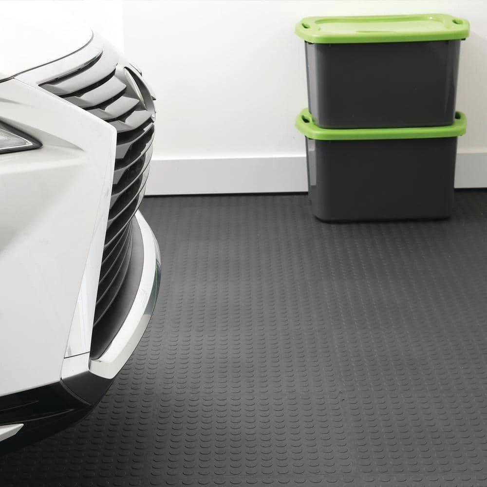 Black Raised Coin 18 in. x 18 in. x 3.1 mm Rubber Interlocking Modular Flooring Tiles, 6-Pack (13.5 sq. ft.) by TrafficMaster 7 Black Raised Coin 18 in. x 18 in. x 3.1 mm Rubber Interlocking Modular Flooring Tiles, 6-Pack (13.5 sq. ft.) by TrafficMaster - Image 5