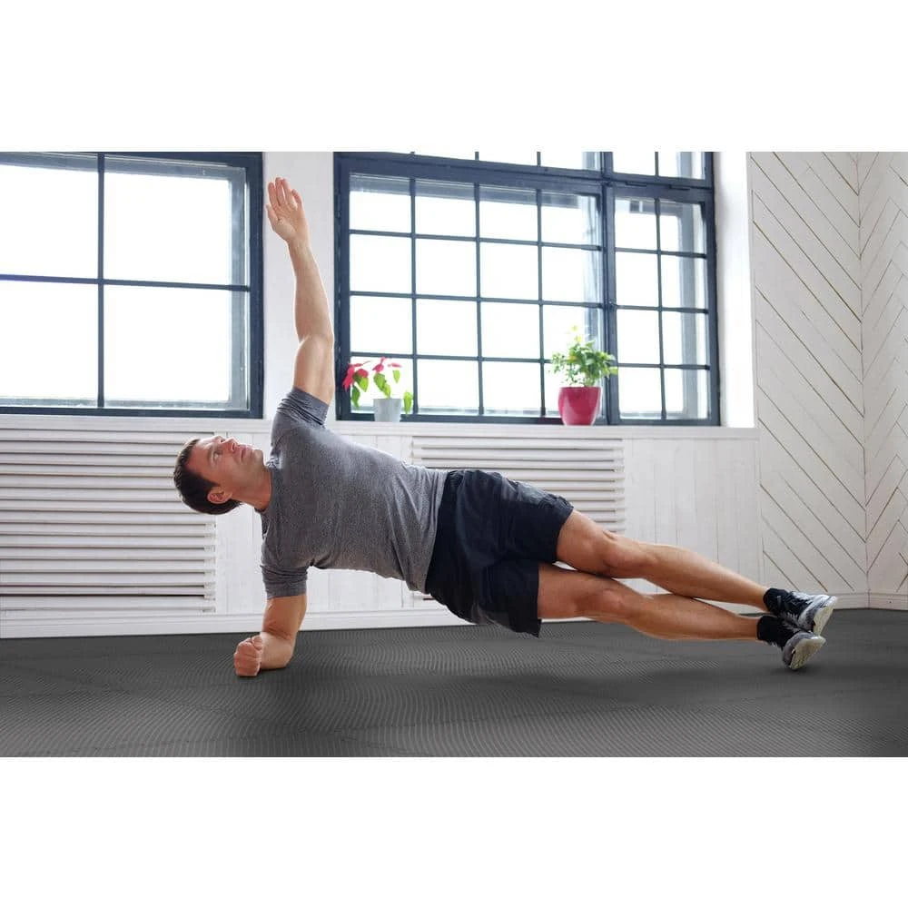 Black/Gray 24 in. x 24 in. x .52 in. Foam Dual Sided Impact Gym Floor Tiles (4 Tiles/Pack (16 sq. ft.) by TrafficMaster 5 Black/Gray 24 in. x 24 in. x .52 in. Foam Dual Sided Impact Gym Floor Tiles (4 Tiles/Pack (16 sq. ft.) by TrafficMaster - Image 3