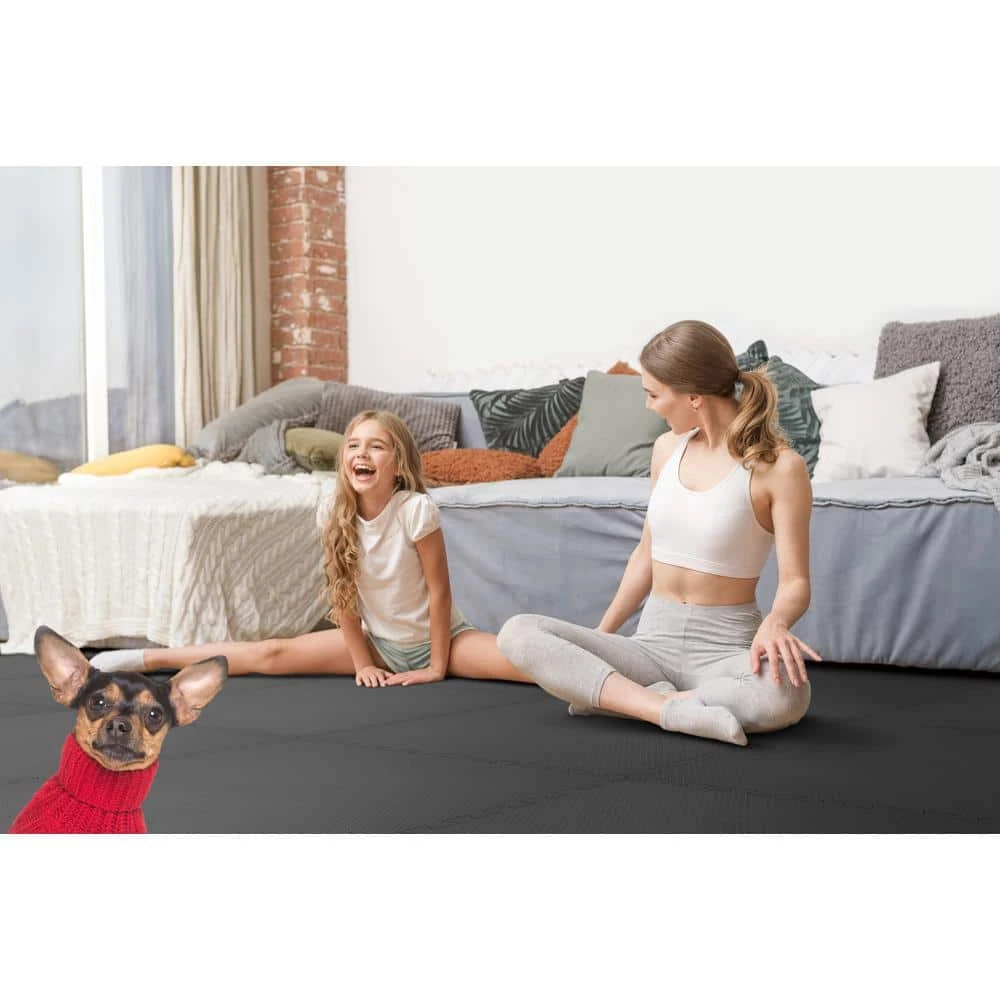 Black/Gray 24 in. x 24 in. x .52 in. Foam Dual Sided Impact Gym Floor Tiles (4 Tiles/Pack (16 sq. ft.) by TrafficMaster 9 Black/Gray 24 in. x 24 in. x .52 in. Foam Dual Sided Impact Gym Floor Tiles (4 Tiles/Pack (16 sq. ft.) by TrafficMaster - Image 7