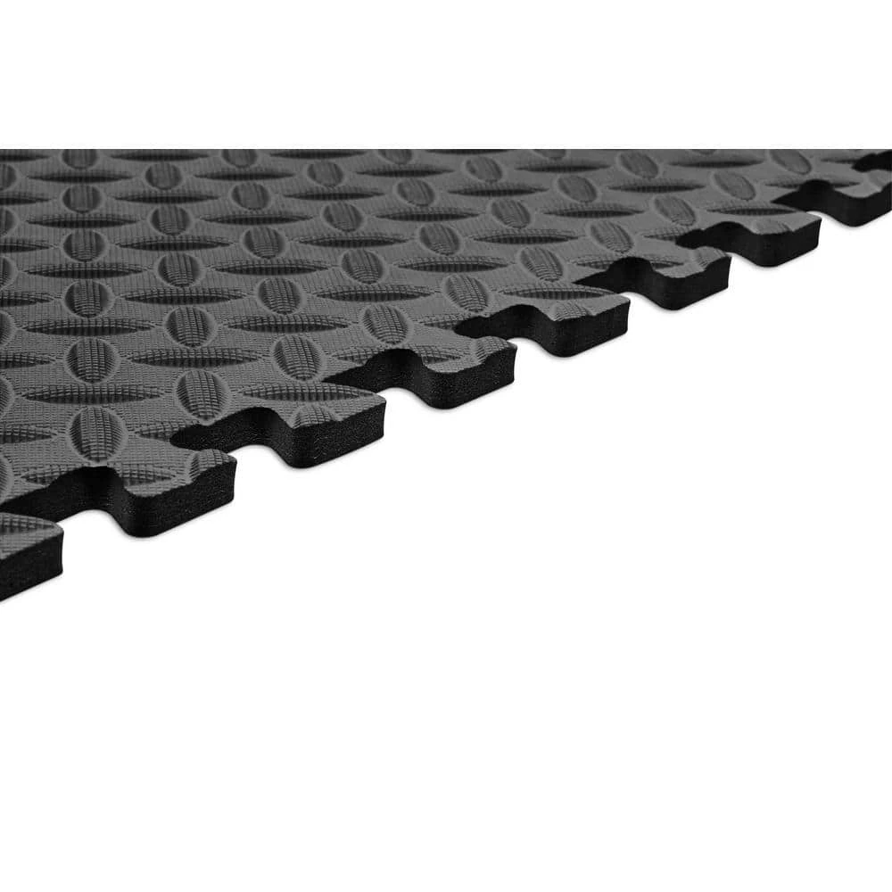 Black 24 in. W x 24 in. L x 0.47 in. Foam Interlocking Gym Floor Tiles (6 Tiles/Pack) (24 sq. ft.) by TrafficMaster 6 Black 24 in. W x 24 in. L x 0.47 in. Foam Interlocking Gym Floor Tiles (6 Tiles/Pack) (24 sq. ft.) by TrafficMaster - Image 4