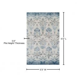 Provincial 11 Blue 3 ft. 3 in. x 5 ft. 3 in. French Damask Area Rug by Addison Rugs -TrafficMaster || Addison Rugs Sales blue addison rugs area rugs hdpc11bl3x5 76 1000