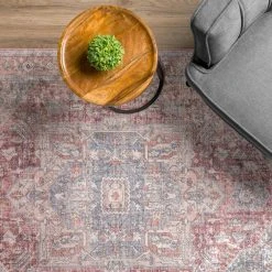 Baldwin 2 Blush 3 ft. 3 in. x 5 ft. 3 in. Medallion Velvet Non-Skid Indoor Area Rug by Addison Rugs -TrafficMaster || Addison Rugs Sales blush addison rugs area rugs hdba2bl3x5 c3 1000