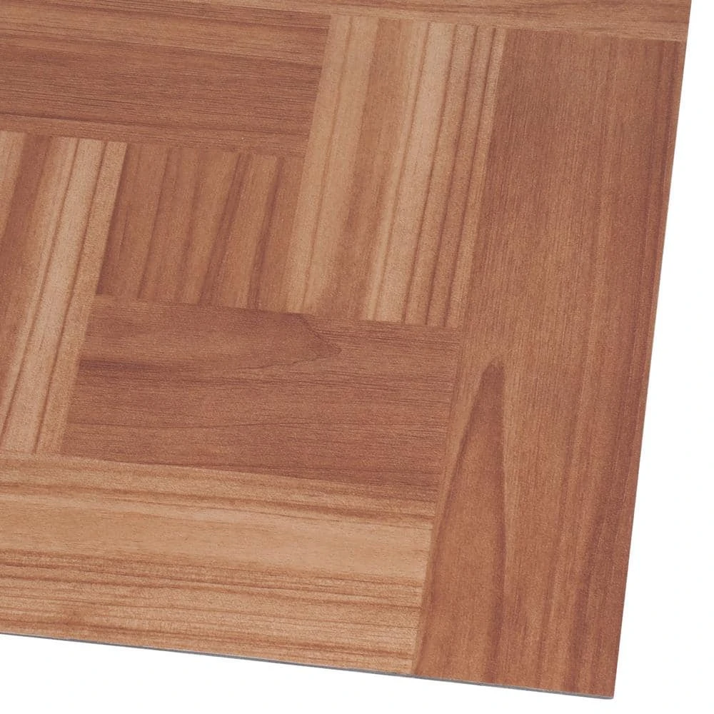 Brown Wood Parquet 12 in. x 12 in. Peel and Stick Vinyl Tile Flooring (30 sq. ft. / case) by TrafficMaster 7 Brown Wood Parquet 12 in. x 12 in. Peel and Stick Vinyl Tile Flooring (30 sq. ft. / case) by TrafficMaster - Image 5
