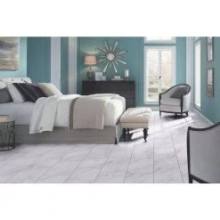 Carrara Marble 12 in. x 24 in. Peel and Stick Vinyl Tile (20 sq. ft. / case) by TrafficMaster -TrafficMaster || Addison Rugs Sales carrara marble trafficmaster vinyl tile ss1212 44 1000