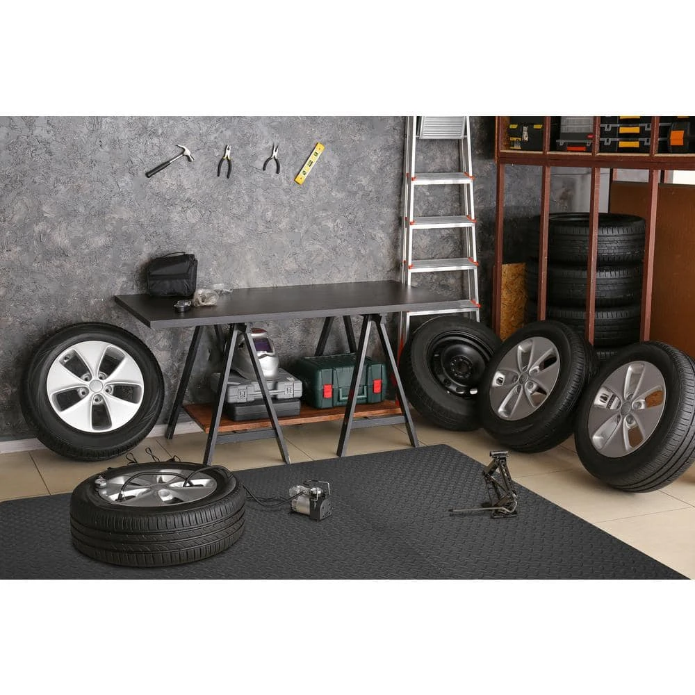 Dark Gray 24 in. x 24 in. x 0.47 in. Foam Interlocking Gym Floor Tiles (6 Tiles/Pack) (24 sq. ft.) by TrafficMaster 5 Dark Gray 24 in. x 24 in. x 0.47 in. Foam Interlocking Gym Floor Tiles (6 Tiles/Pack) (24 sq. ft.) by TrafficMaster - Image 4