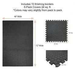 Dark Gray 24 in. x 24 in. x 0.47 in. Foam Interlocking Gym Floor Tiles (6 Tiles/Pack) (24 sq. ft.) by TrafficMaster 13 Dark Gray 24 in. x 24 in. x 0.47 in. Foam Interlocking Gym Floor Tiles (6 Tiles/Pack) (24 sq. ft.) by TrafficMaster -TrafficMaster || Addison Rugs Sales dark gray diamond plate finish with borders trafficmaster gym floor tiles tm1264 c3 1000