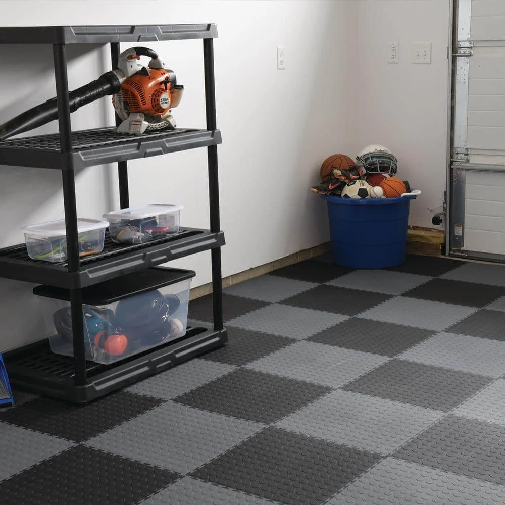 Gray Raised Coin 18 in. x 18 in. x 3.1 mm Rubber Interlocking Modular Flooring Tiles, 6-Pack (13.5 sq. ft.) by TrafficMaster 12 Gray Raised Coin 18 in. x 18 in. x 3.1 mm Rubber Interlocking Modular Flooring Tiles, 6-Pack (13.5 sq. ft.) by TrafficMaster - Image 10
