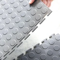 Gray Raised Coin 18 in. x 18 in. x 3.1 mm Rubber Interlocking Modular Flooring Tiles, 6-Pack (13.5 sq. ft.) by TrafficMaster 18 Gray Raised Coin 18 in. x 18 in. x 3.1 mm Rubber Interlocking Modular Flooring Tiles, 6-Pack (13.5 sq. ft.) by TrafficMaster -TrafficMaster || Addison Rugs Sales gray raised coin trafficmaster gym floor tiles 11grn 532 18x18 44 1000