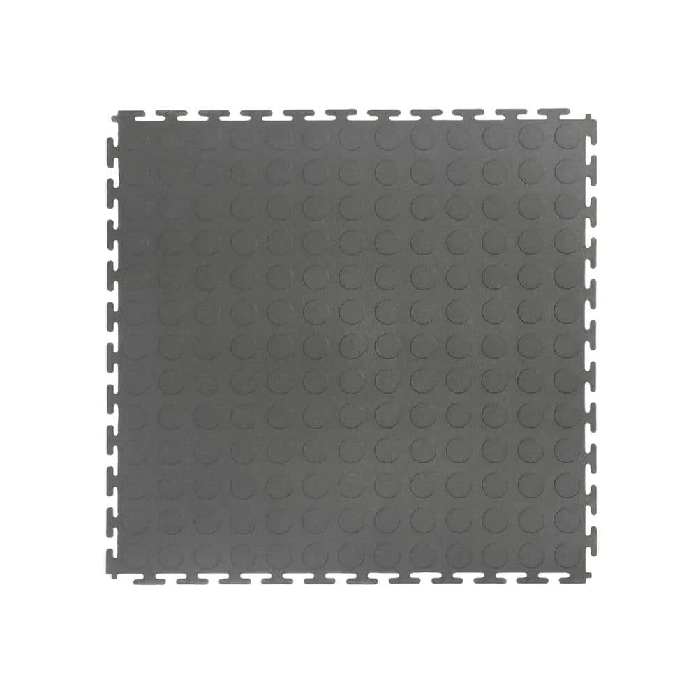 Gray Raised Coin 18 in. x 18 in. x 3.1 mm Rubber Interlocking Modular Flooring Tiles, 6-Pack (13.5 sq. ft.) by TrafficMaster 3 Gray Raised Coin 18 in. x 18 in. x 3.1 mm Rubber Interlocking Modular Flooring Tiles, 6-Pack (13.5 sq. ft.) by TrafficMaster