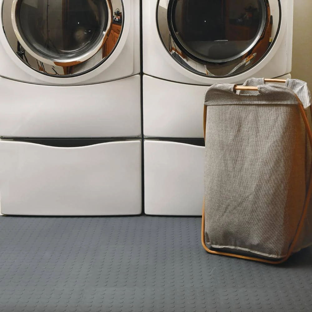 Gray Raised Coin 18 in. x 18 in. x 3.1 mm Rubber Interlocking Modular Flooring Tiles, 6-Pack (13.5 sq. ft.) by TrafficMaster 5 Gray Raised Coin 18 in. x 18 in. x 3.1 mm Rubber Interlocking Modular Flooring Tiles, 6-Pack (13.5 sq. ft.) by TrafficMaster - Image 3