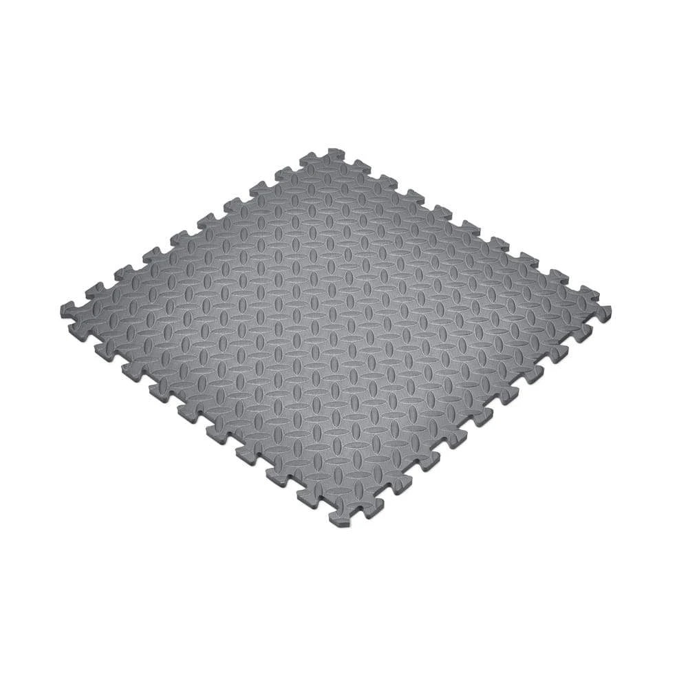 Gray 24 in. W x 24 in. L x 0.47 in. T Foam Interlocking Gym Floor Tiles (6 Tiles/Pack) (24 sq. ft.) by TrafficMaster 3 Gray 24 in. W x 24 in. L x 0.47 in. T Foam Interlocking Gym Floor Tiles (6 Tiles/Pack) (24 sq. ft.) by TrafficMaster