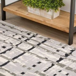 Gentry 4 Grey 3 Ft. 3 In. x 5 Ft. 1 In. Abstract Checker Area Rug by Addison Rugs -TrafficMaster || Addison Rugs Sales grey addison rugs area rugs hdge4gr3x5 40 1000