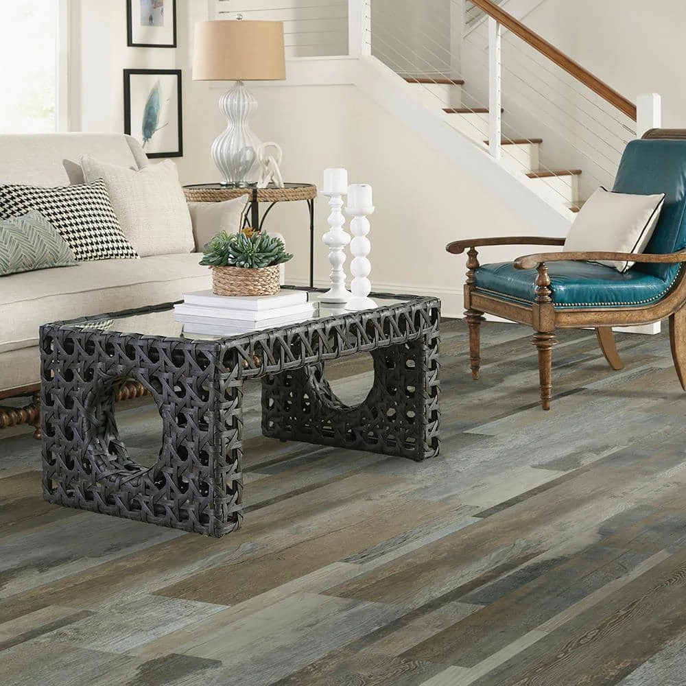 Grey Distressed Wood Multi-Width Look 6 in. x 36 in. Peel and Stick Vinyl Plank (36 sq. ft. / case) by TrafficMaster 7 Grey Distressed Wood Multi-Width Look 6 in. x 36 in. Peel and Stick Vinyl Plank (36 sq. ft. / case) by TrafficMaster - Image 5