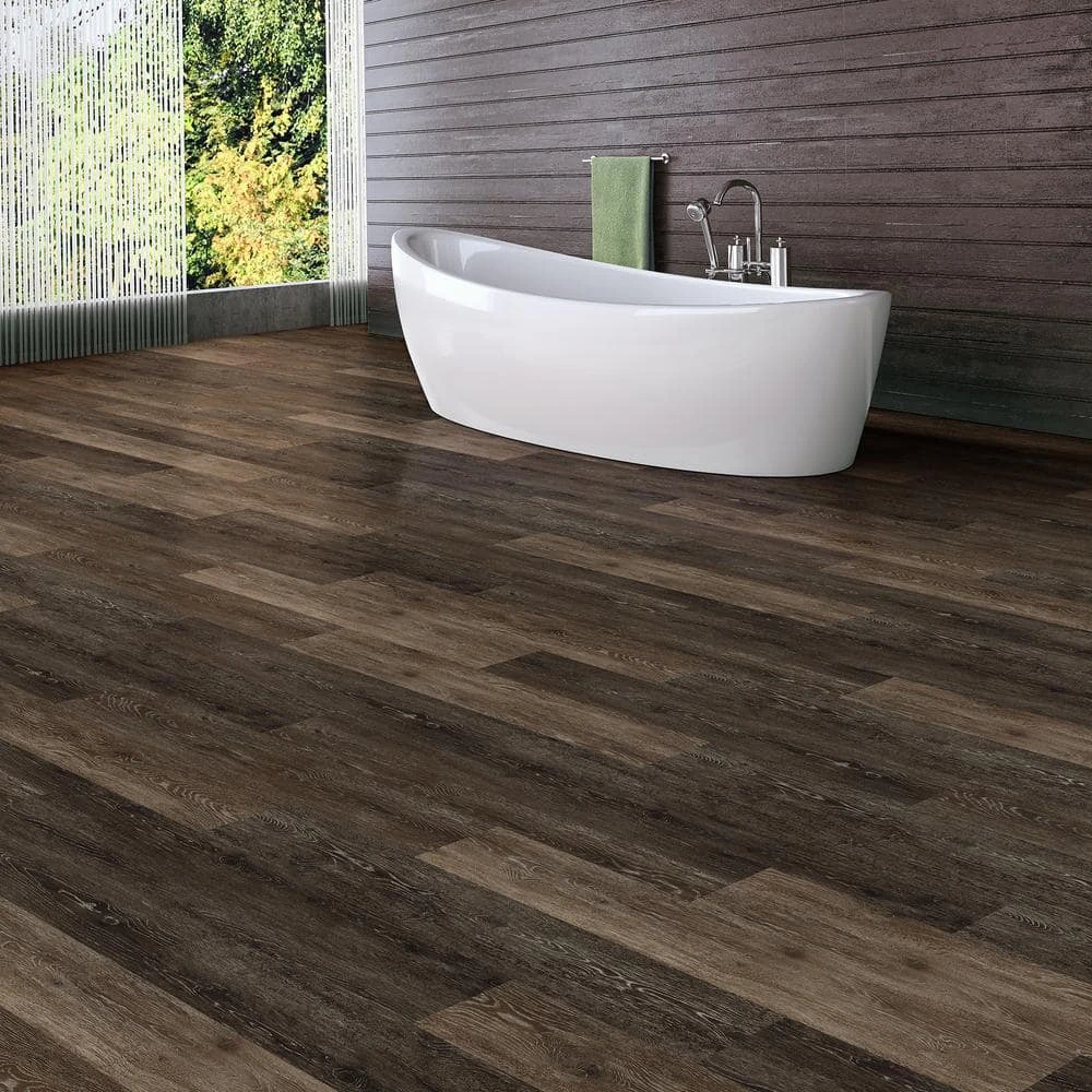 6 in. W Khaki Oak Dark GripStrip Luxury Vinyl Plank Flooring (24 sq. ft./case) by TrafficMaster 4 6 in. W Khaki Oak Dark GripStrip Luxury Vinyl Plank Flooring (24 sq. ft./case) by TrafficMaster - Image 2