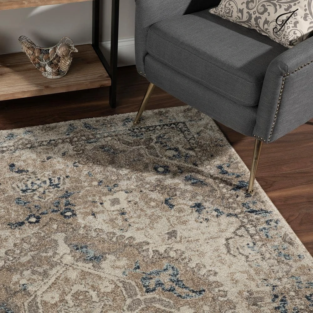 Provincial 7 Linen 7 ft. 10 in. x 10 ft. 7 in. Medallion Persian Area Rug by Addison Rugs 5 Provincial 7 Linen 7 ft. 10 in. x 10 ft. 7 in. Medallion Persian Area Rug by Addison Rugs - Image 3