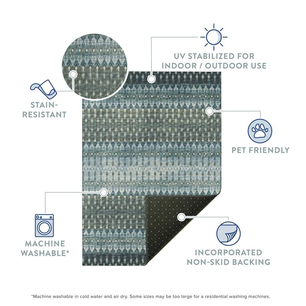 Evolve Mineral Blue 8 ft. x 10 ft. Ikat Area Rug by Addison Rugs 8 Evolve Mineral Blue 8 ft. x 10 ft. Ikat Area Rug by Addison Rugs - Image 6