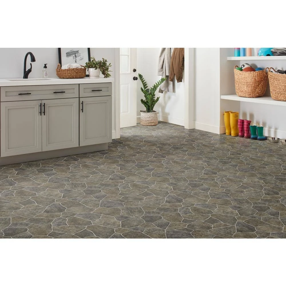 Natural Paver Residential Vinyl Sheet Flooring 12ft. Wide x Cut to Length by TrafficMaster 4 Natural Paver Residential Vinyl Sheet Flooring 12ft. Wide x Cut to Length by TrafficMaster - Image 2