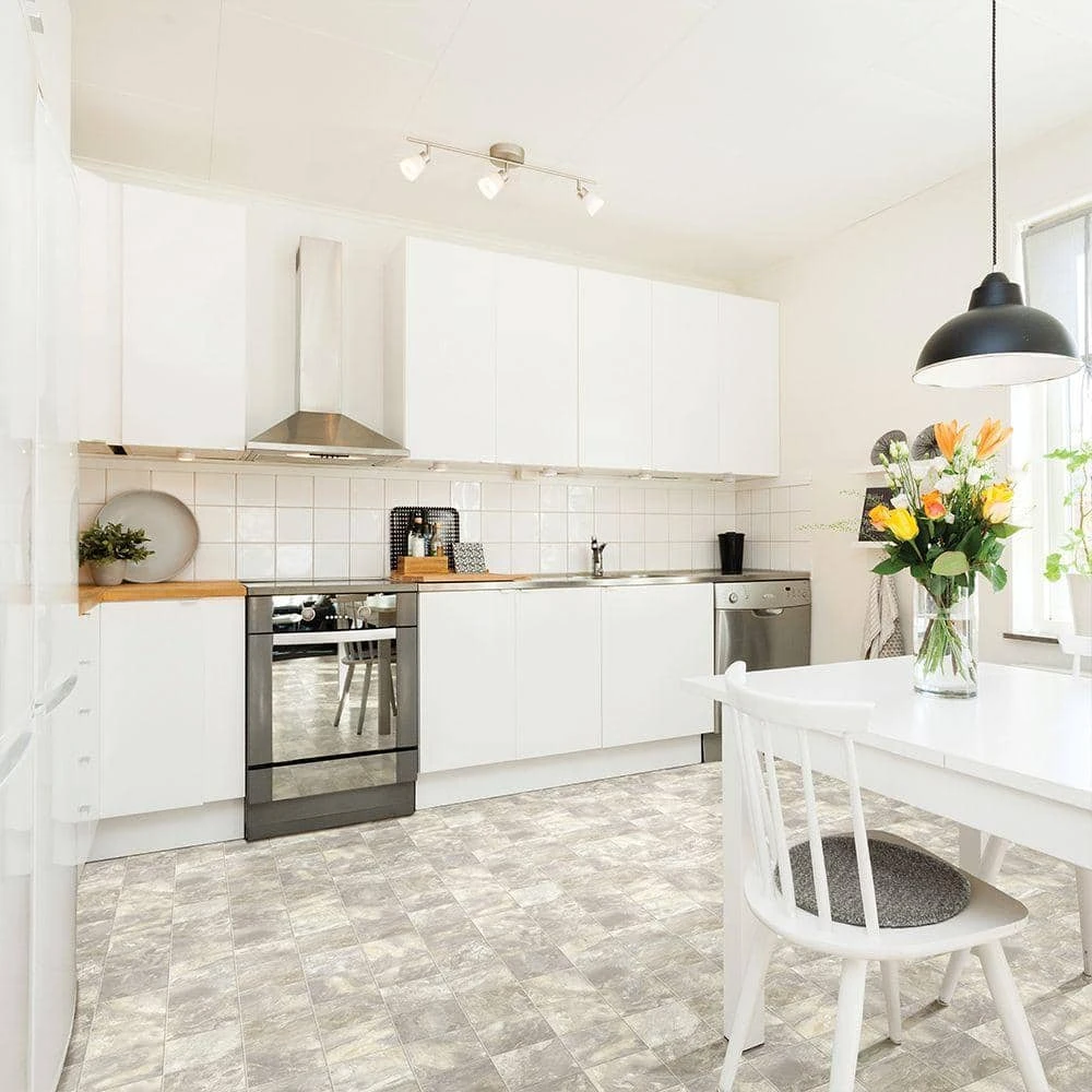 Neutral Square Slate Stone Residential Vinyl Sheet Flooring 12ft. Wide x Cut to Length by TrafficMaster 7 Neutral Square Slate Stone Residential Vinyl Sheet Flooring 12ft. Wide x Cut to Length by TrafficMaster - Image 5