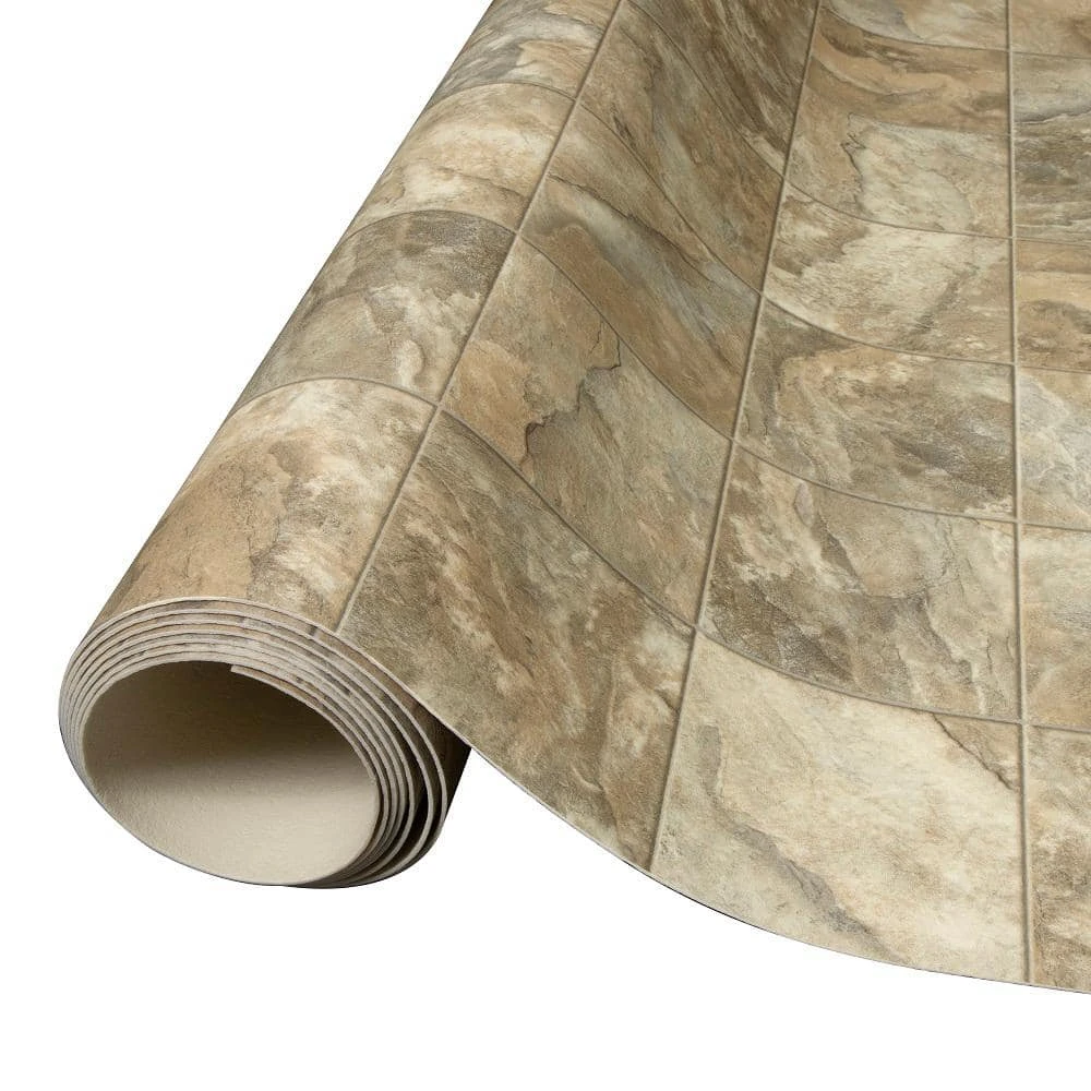 Neutral Square Slate Stone Residential Vinyl Sheet Flooring 12ft. Wide x Cut to Length by TrafficMaster 12 Neutral Square Slate Stone Residential Vinyl Sheet Flooring 12ft. Wide x Cut to Length by TrafficMaster - Image 10