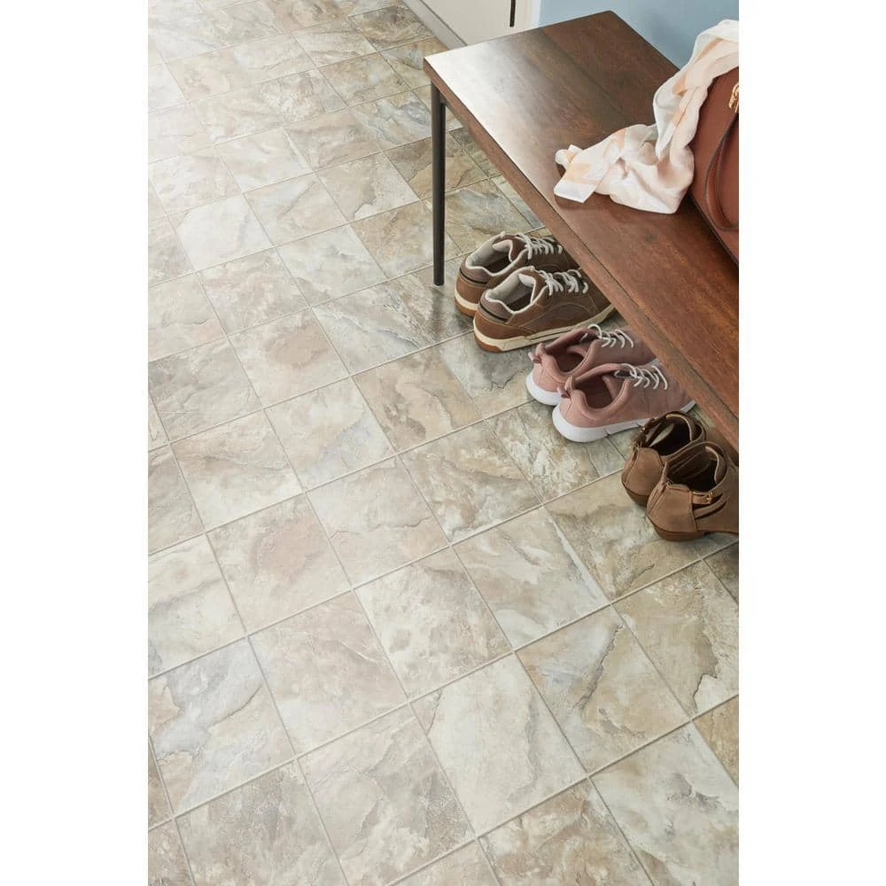 Neutral Square Slate Stone Residential Vinyl Sheet Flooring 12ft. Wide x Cut to Length by TrafficMaster 6 Neutral Square Slate Stone Residential Vinyl Sheet Flooring 12ft. Wide x Cut to Length by TrafficMaster - Image 4