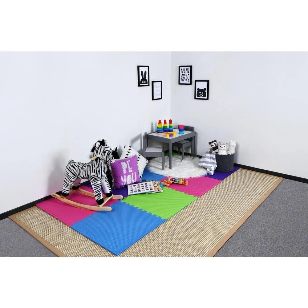 Primary Pastel 24 in. x 24 in. x 0.47 in. Foam Playroom Floor Tiles (4 Tiles/Pack) (16 sq. ft.) by TrafficMaster 5 Primary Pastel 24 in. x 24 in. x 0.47 in. Foam Playroom Floor Tiles (4 Tiles/Pack) (16 sq. ft.) by TrafficMaster - Image 3