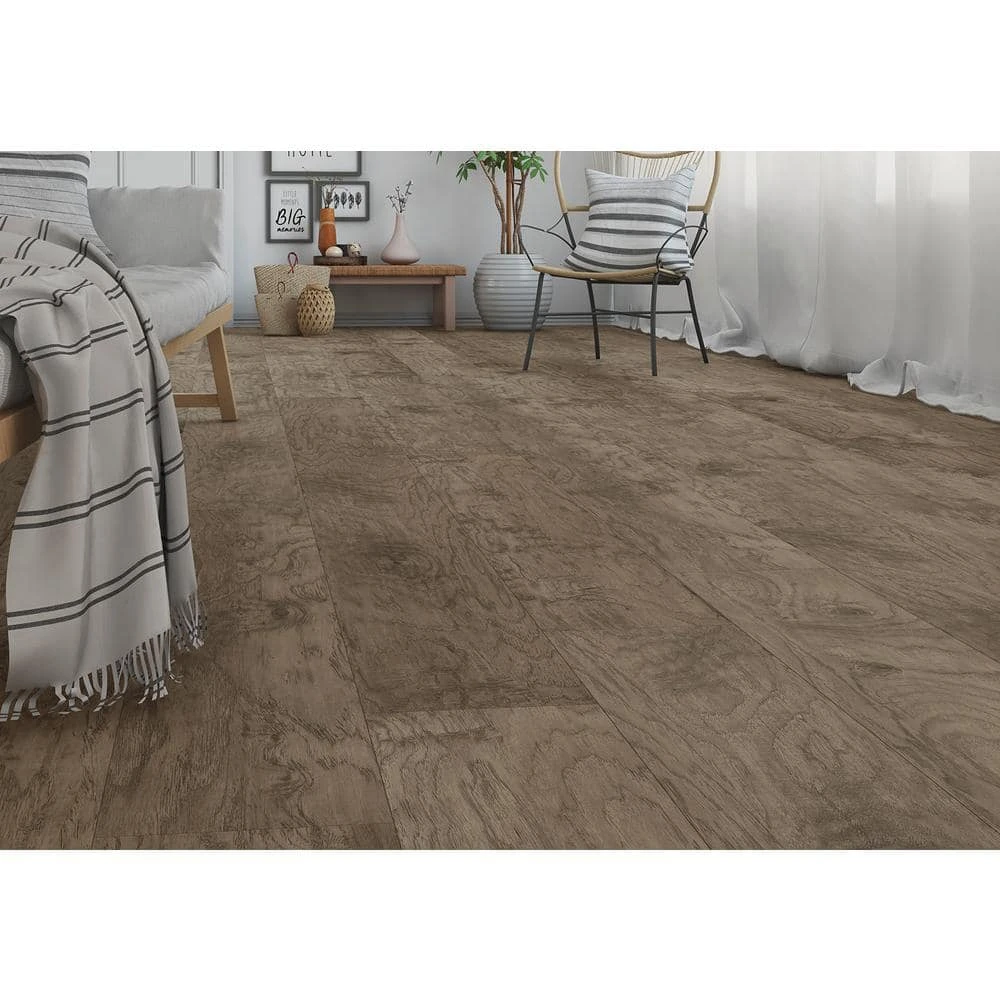 Saratoga 7.6 in. W Pewter Hickory Laminate Wood Flooring (24.17 sq. ft./case) by TrafficMaster 4 Saratoga 7.6 in. W Pewter Hickory Laminate Wood Flooring (24.17 sq. ft./case) by TrafficMaster - Image 2