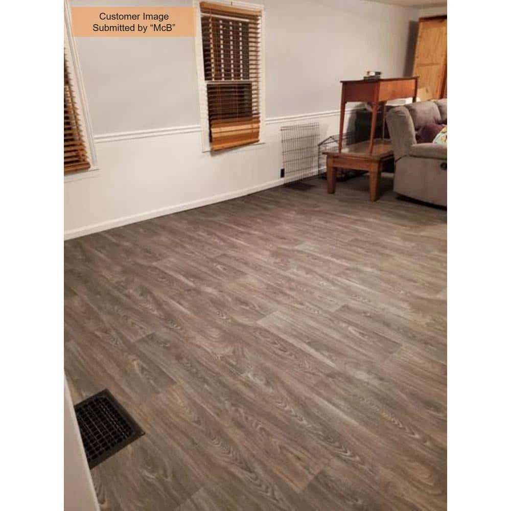 Scorched Walnut Grey Wood Residential Vinyl Sheet Flooring 12ft. Wide x Cut to Length by TrafficMaster 5 Scorched Walnut Grey Wood Residential Vinyl Sheet Flooring 12ft. Wide x Cut to Length by TrafficMaster - Image 3