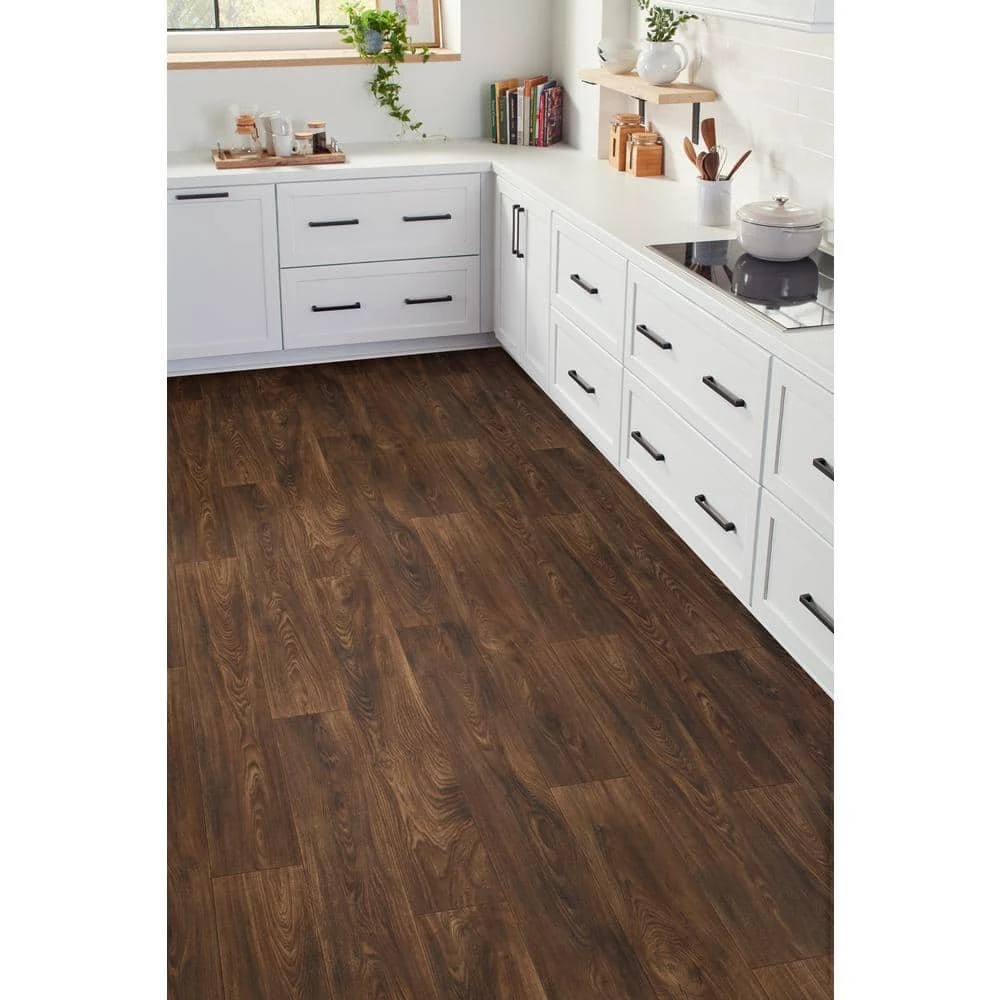 Scorched Walnut Natural Wood Residential Vinyl Sheet Flooring 12ft. Wide x Cut to Length by TrafficMaster 5 Scorched Walnut Natural Wood Residential Vinyl Sheet Flooring 12ft. Wide x Cut to Length by TrafficMaster - Image 3