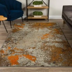Bach 60 Abstract Tangerine 3 ft. 3 in. x 5 ft. 1 in. Area Rug by Addison Rugs -TrafficMaster || Addison Rugs Sales tangerine addison rugs area rugs hdbh60ta3x5 31 1000