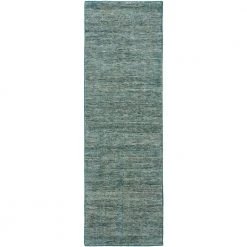 Dexter 1 Teal 2 ft. 3 in. x 7 ft. 6 in. Tonal Solid Wool and Viscose Indoor Area Rug Runner by Addison Rugs