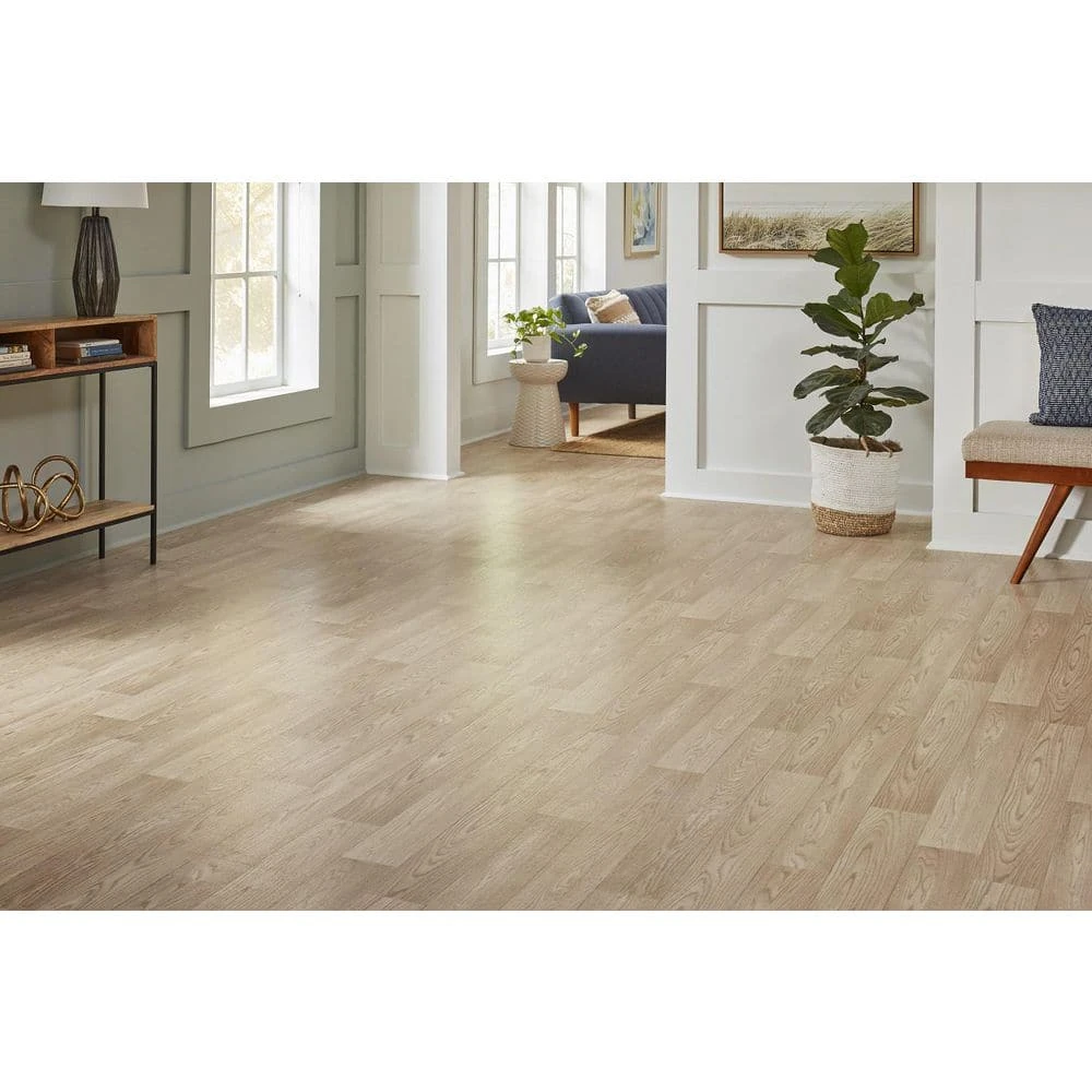 White Oak Residential Vinyl Sheet Flooring 12 ft. Wide x Cut to Length by TrafficMaster 4 White Oak Residential Vinyl Sheet Flooring 12 ft. Wide x Cut to Length by TrafficMaster - Image 2