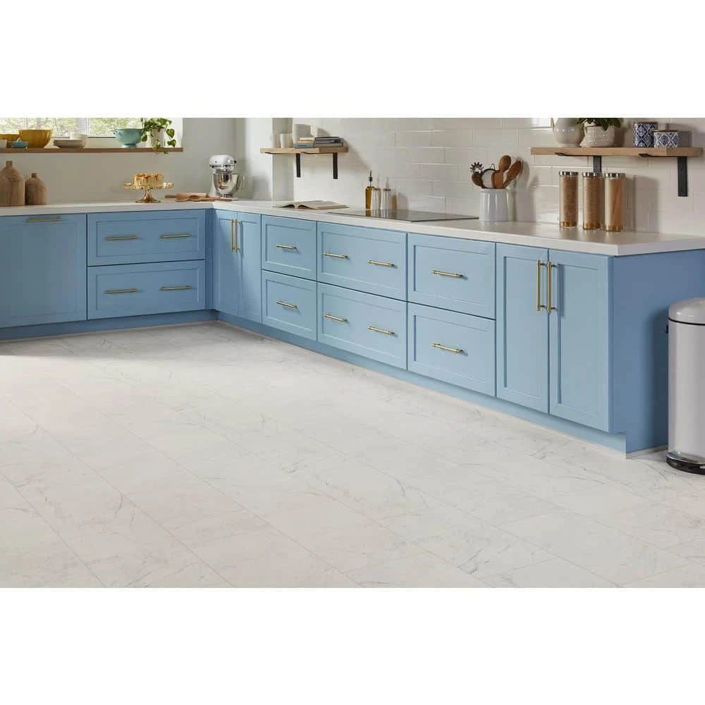 Emerson White Residential Vinyl Sheet Flooring 12 ft. Wide x Cut to Length by TrafficMaster 4 Emerson White Residential Vinyl Sheet Flooring 12 ft. Wide x Cut to Length by TrafficMaster - Image 2